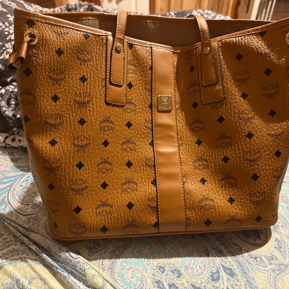 MCM Cognac Leather Tote Bag